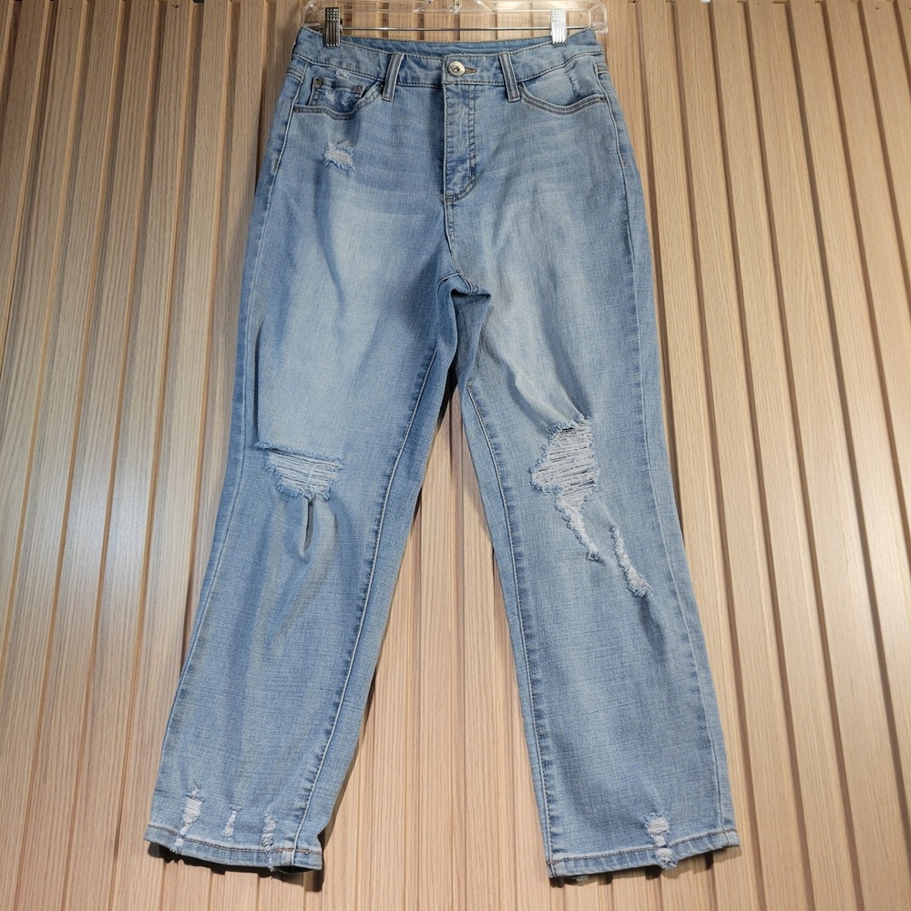 INC International Concepts Distressed Light Wash Straight Leg Jeans Size 6/28